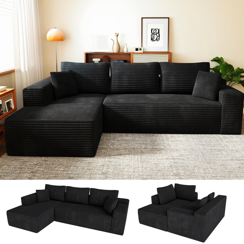Canapé modulaire en forme de L 106,3 "Boneless, Noir