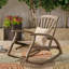 Chaise berçante d'extérieur en bois d'acacia avec panneau de pied rétractable, chaise berçante de patio à bascule