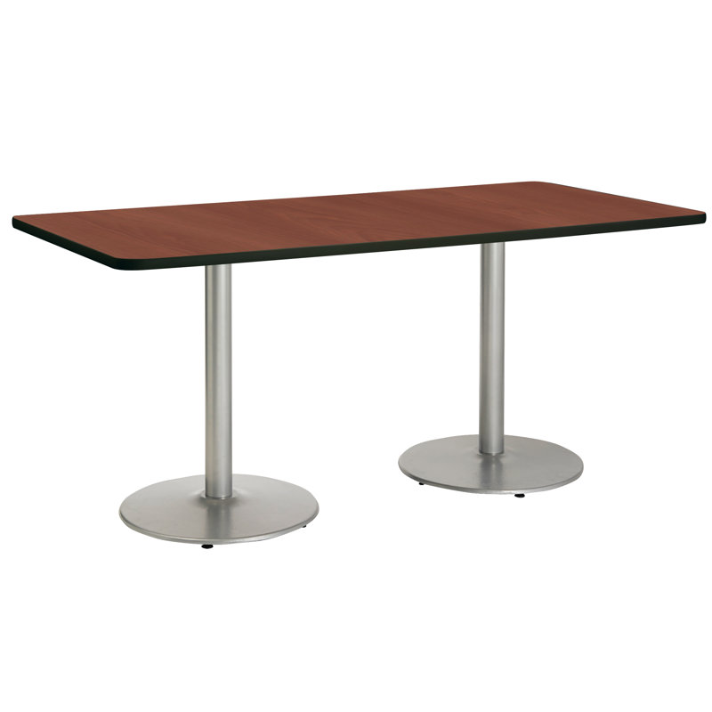 96" L Metal Breakroom Table, Mahogany, Silver, 36" H x 96" L x 42" W