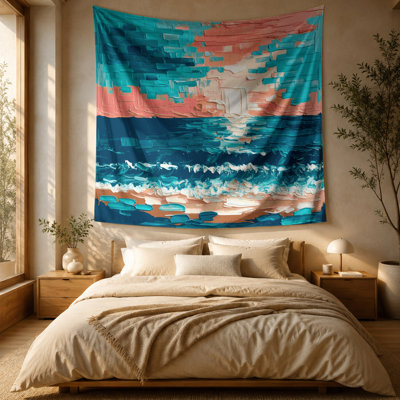 Tapisserie murale «Coastal Beach Pixels»