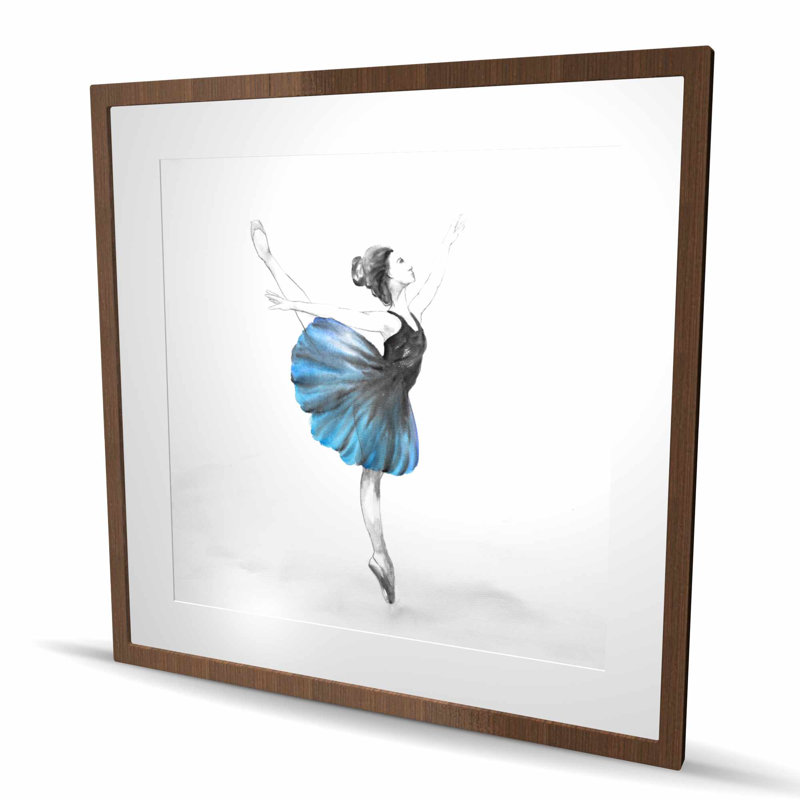 Small Blue Ballerina - Figurative Romantic Framed Print