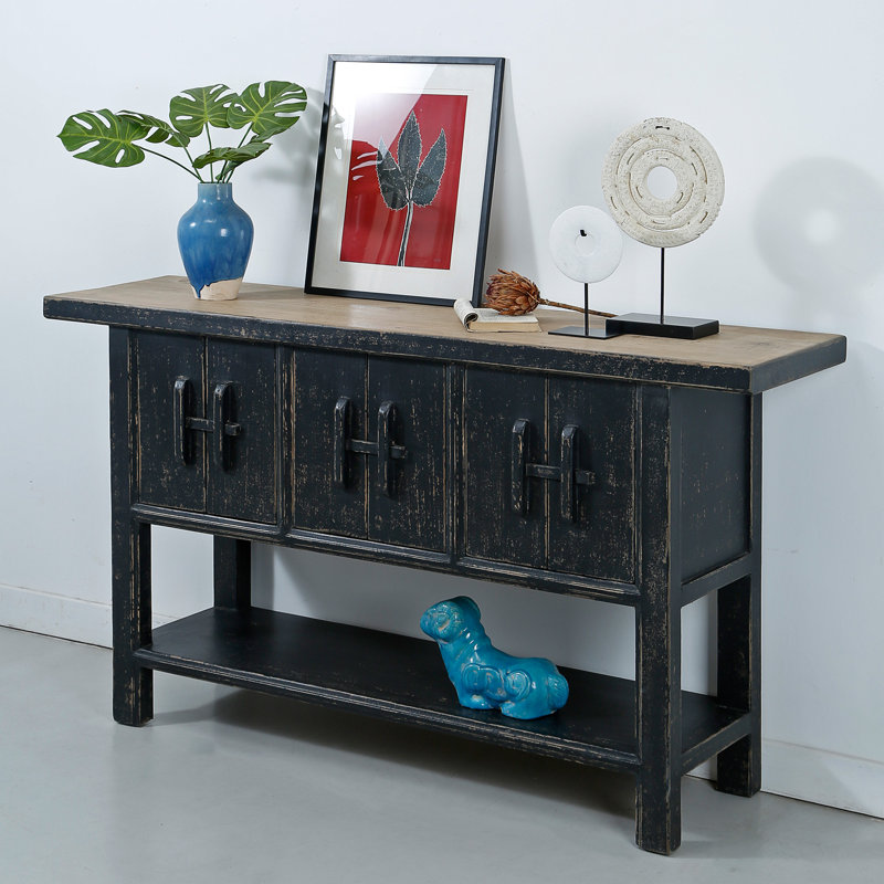 Console en bois massif 16 po Amalfi, Noir antique