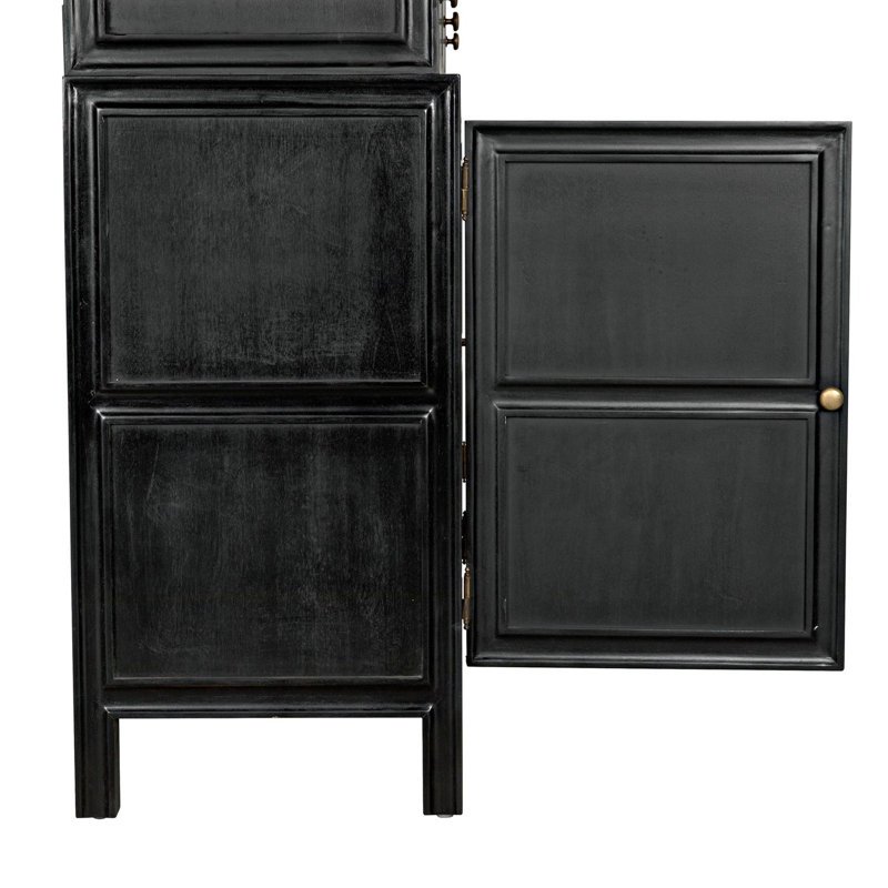 Colonial Solid Wood China Cabinet, Hand Rubbed Black