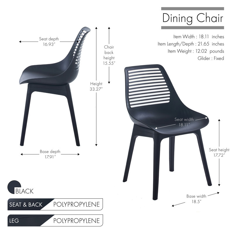Eden 17.72'' H Stacking Side Chair, Black