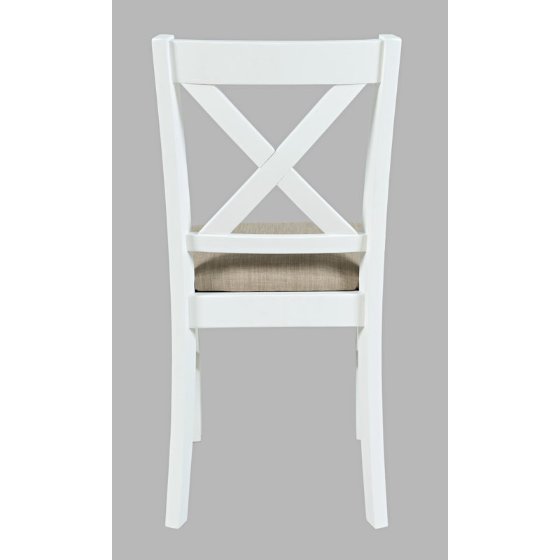 Chaise d'appoint en bois massif Kalisz, Beige foncé, Blanc