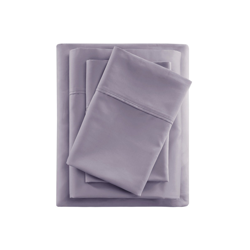 Full Purple Cotton Blend Cooling 4-Piece Sheet Set