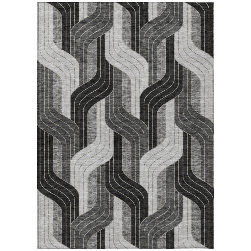 Machine Washable Indoor/Outdoor Lockway ACN2422 Mid-Century Modern Rug, Rectangle 10' x 14'
