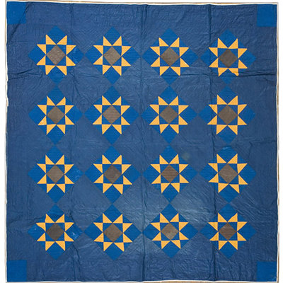Antique American Usa Wool Blue Hand Knotted Pile Rug