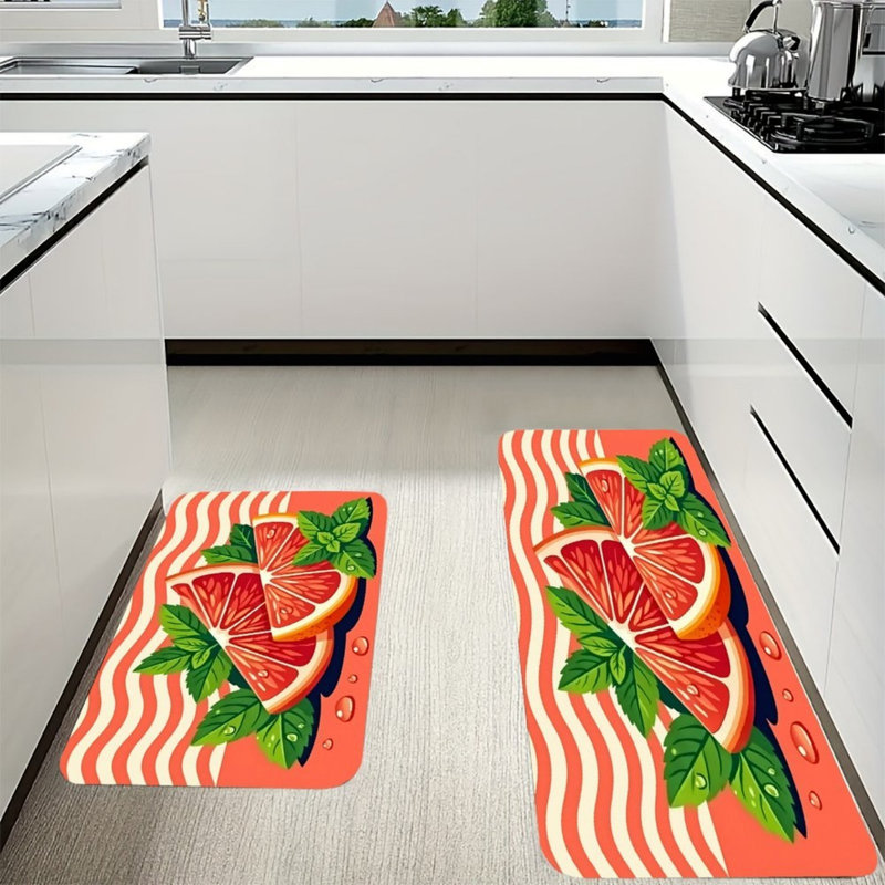 Red Grapefruit Kitchen Mats 2 Pack Kitchen Dining