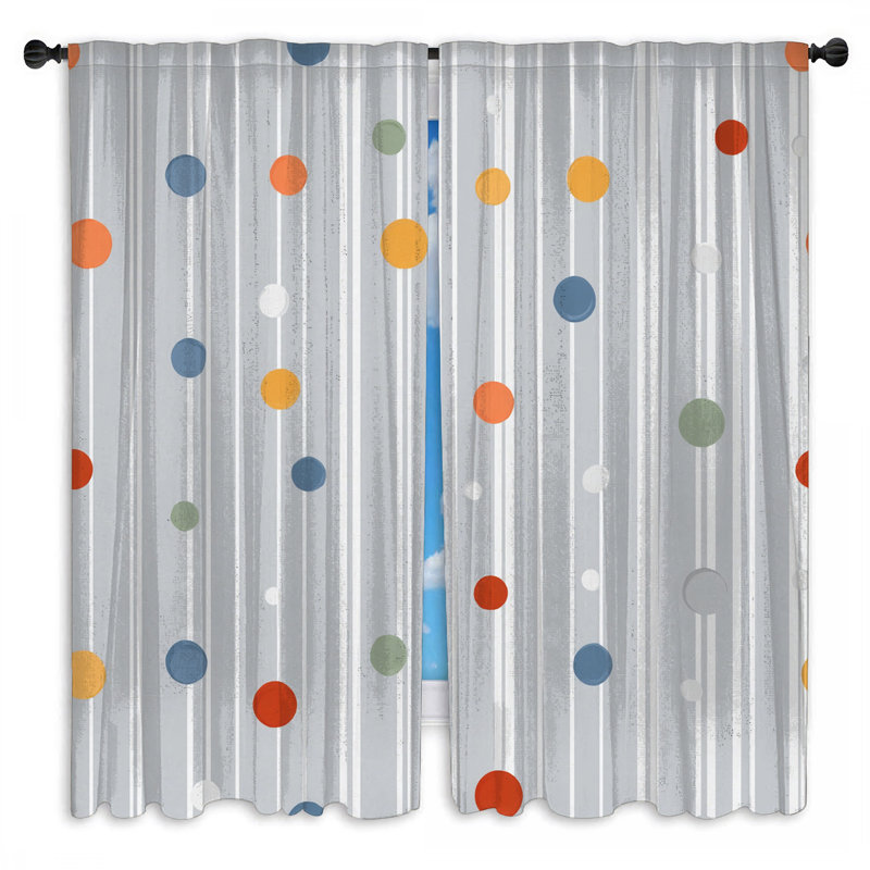 Polka Dots Window Curtains Pattern Sheer & Room Darkening - 2 Panels, 20in x 50in - 2 panels, Room Darkening