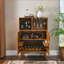Buffet bahut | Armoire à vin rustique 31,5 "avec support, support en verre Tablettes | Panneau de fibres à densité moyenne, pieds en bois massif