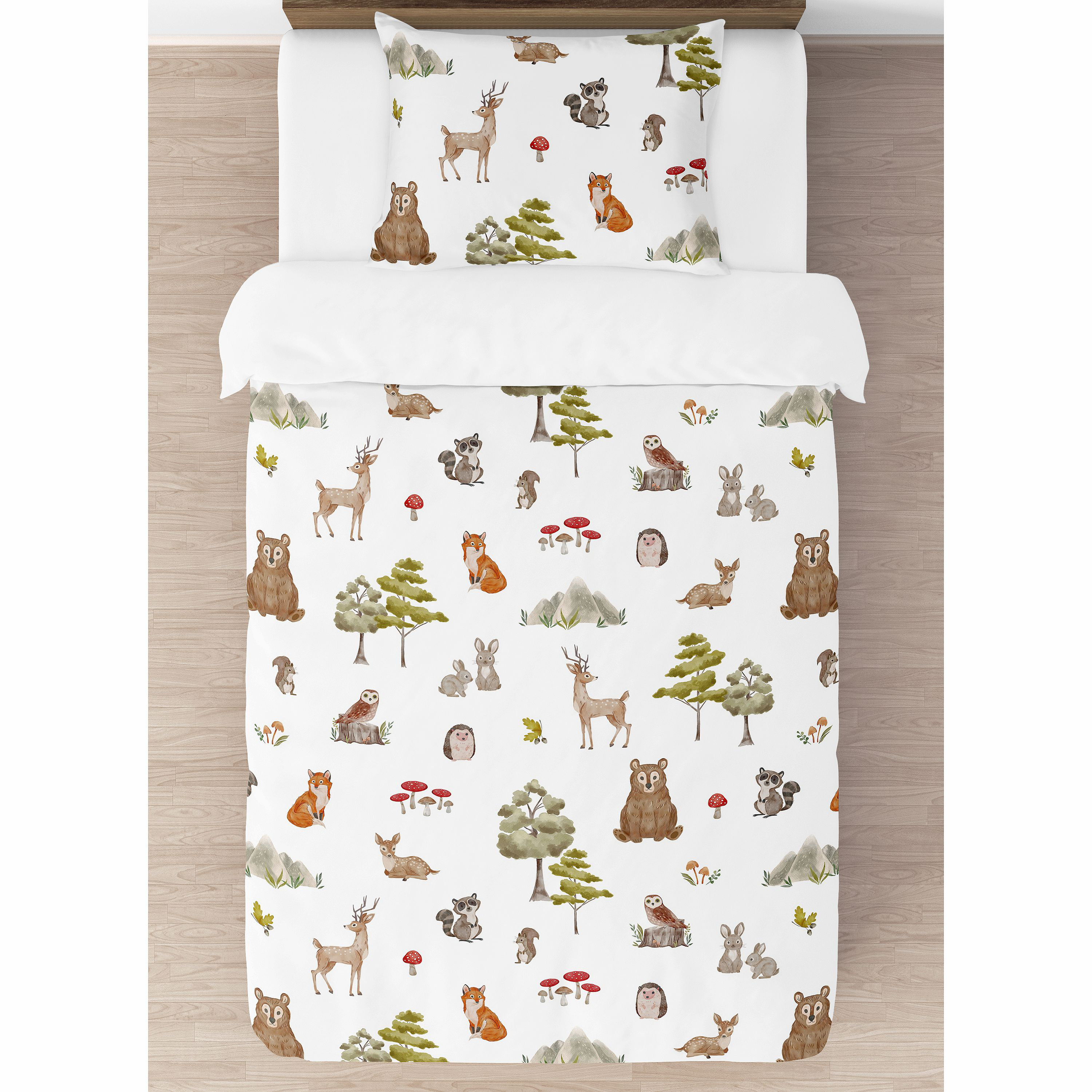 Sweet Jojo Designs Watercolor Woodland Forest Animals Twin Comforter
