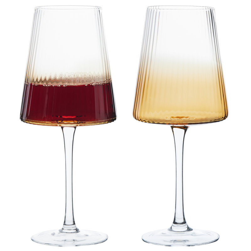 Empire 450ml Handmade Wine Glass Set, Amber