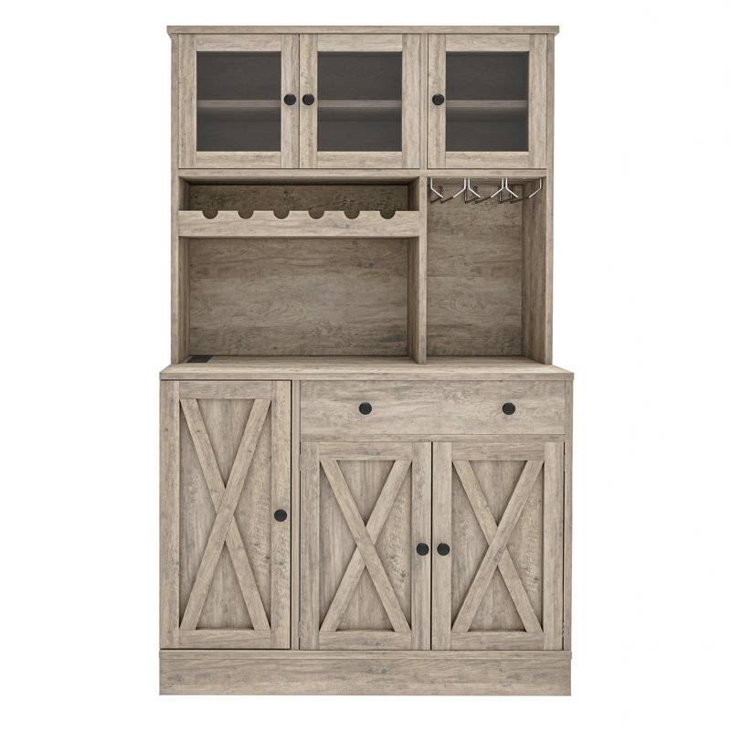 Armoire de rangement avec garde-manger Gracie Oaks, Bois de chêne