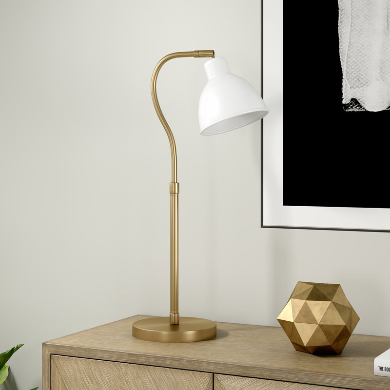 Lampe de bureau 25,25 po Vincent, Laiton / blanc, Blanc mat