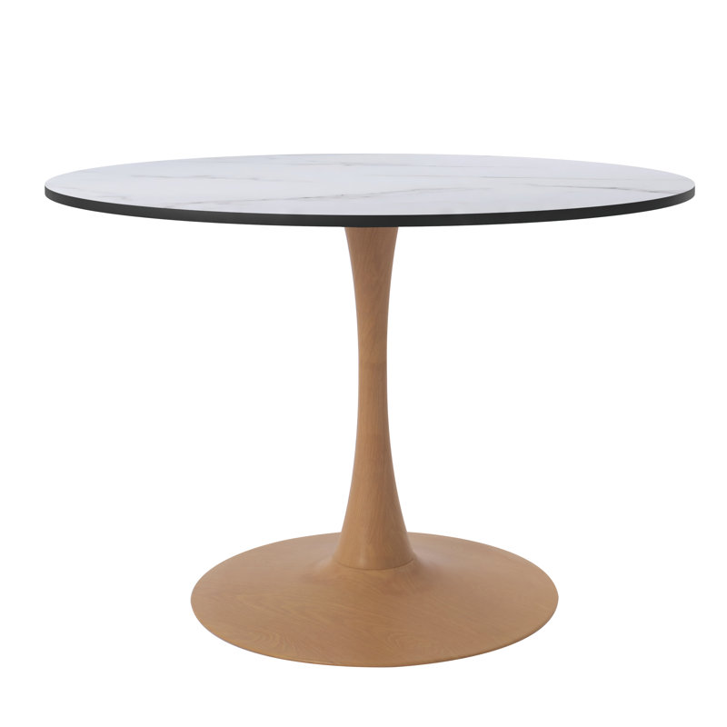 Kroeker 35'' Modern Round Dining Table – Durable MDF Top And Wood-Transfer Steel Base For Kitchen, Dining Room, Or Cafes