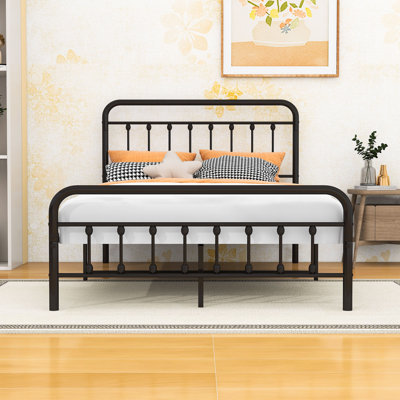 Metal Platform Bed with High Headboard