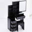 Petit meuble-lavabo avec tabouret rembourré, miroir coulissant massif, rangement multi-couches, commode noire pour table à espaces restreints, très grand miroir et chaise, chambres de rangement multicouches, noir,-12950398