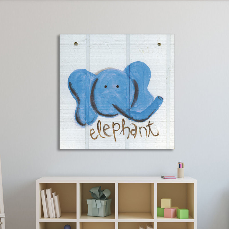 « happy blue éléphant », art sur toile, H 48 po x l 48 po x P 1,5 po