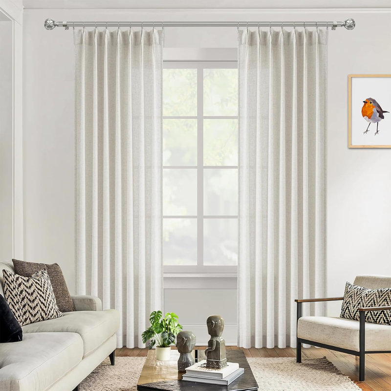 Curtain Poles 80 To 148 Cm, 2 Pack, 19Mm Diameter Extendable Curtain Rod With Netted Finials, Silver