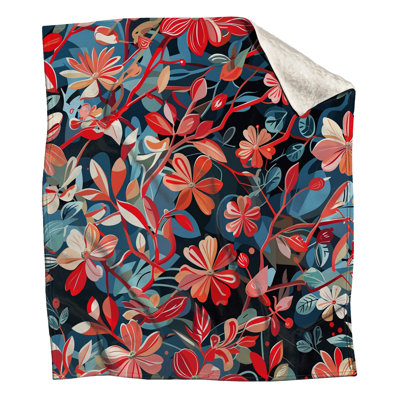 Vibrant Floral Illustration Blankets