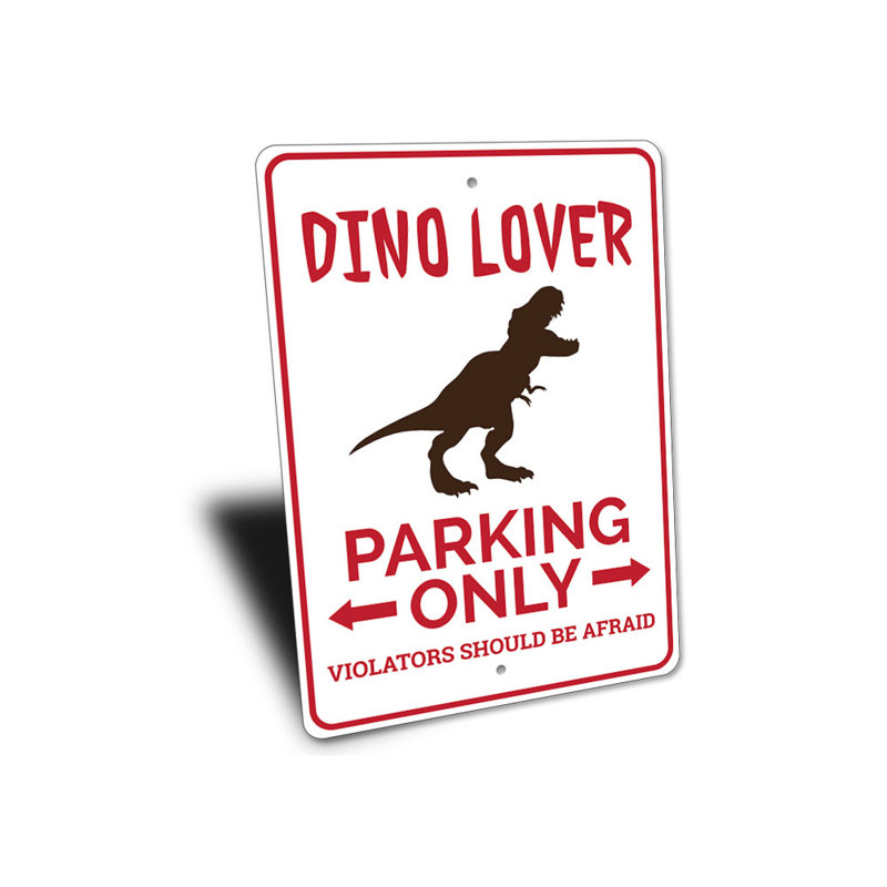 Enseigne en aluminium Dino Lover, H 18 po x l 12 po x P 0,06 po