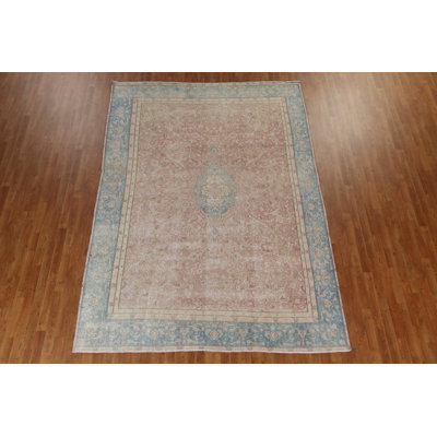 Tapis antique motif floral persan Kerman noué à la main 8 x 11