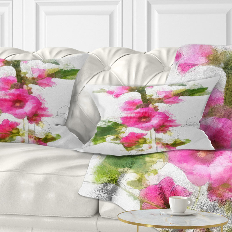 Coussin floral fleur avec tige et feuilles lombaires