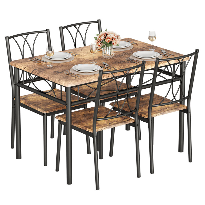 4 - Person Dining Set, Brown, Brown