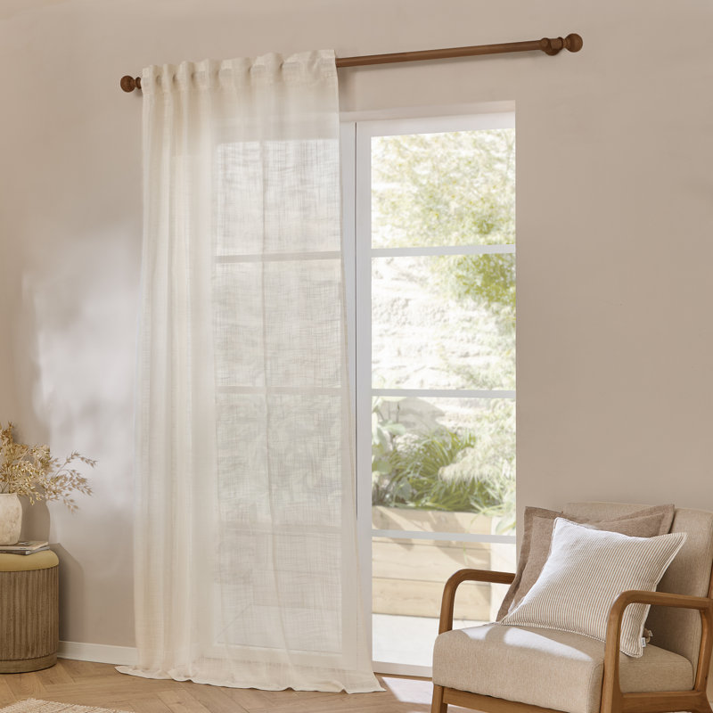 Cirrus Woven Sheer Curtain Panel, Cream, 140cm Width x 250cm Drop