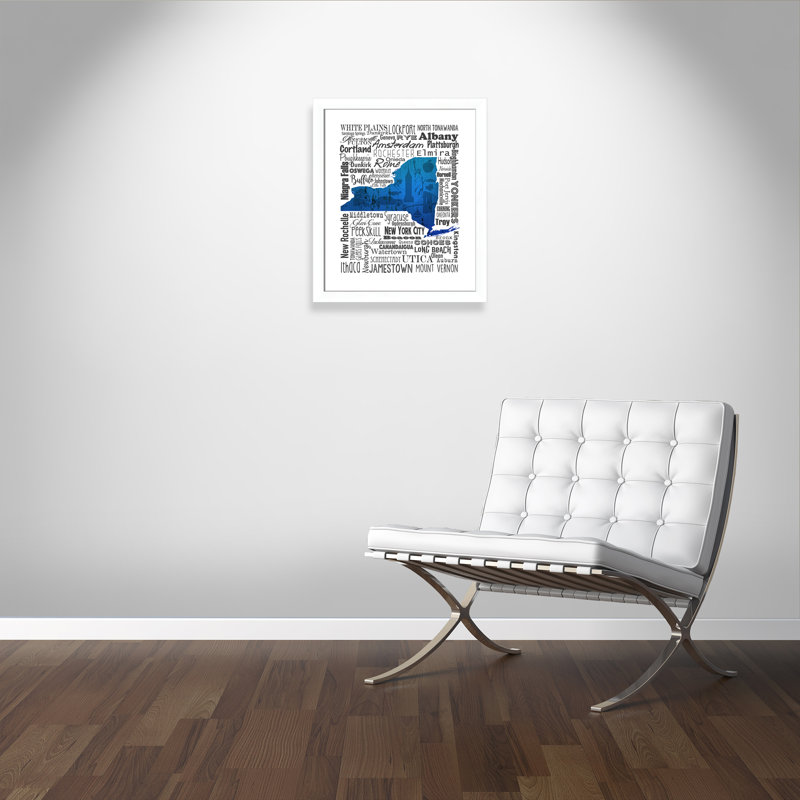 «State Your Name New York», art graphique encadré, l 23 po x H 27 po x P 1,25 po, Argent brossé
