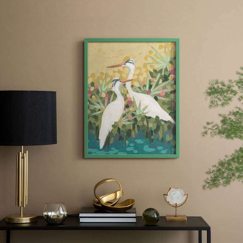 Reproduction encadrée Heron Lagoon II - bois massif, H 30 po x l 24 po, Vert