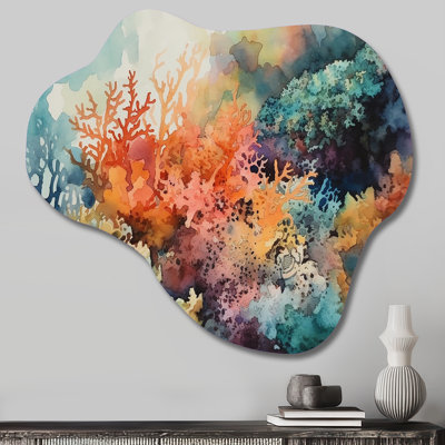 Vibrant Coral Reef I - Cloud Modern Beach, décoration murale sculpture en métal asymétrique
