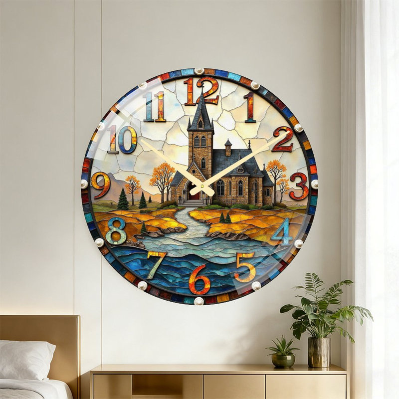 Horloge murale en verre coloré