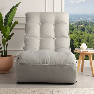 Cozy Adjustable Gray Reclining Floor Chair - Space-Saving Linen Sofa for Living Room, Bedroom & Balcony