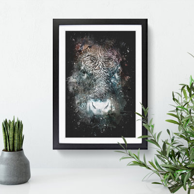 Colourful Bull Cow - Framed Print