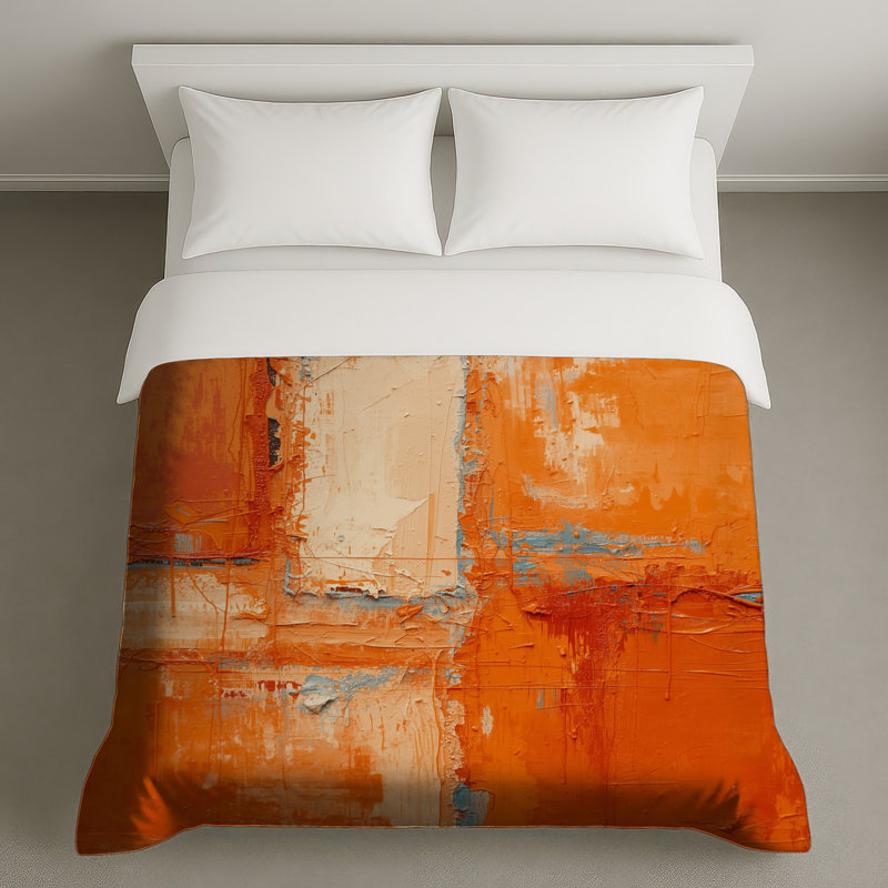 Textured Orange Abstract Duvet Covers, King