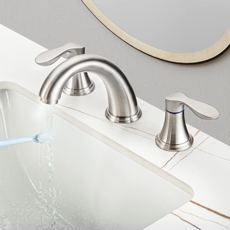 Bathroom Sink Faucet, Faucet For Bathroom Sink, Widespread Brushed Gold Bathroom Faucet 3 Hole, Brushed Silver