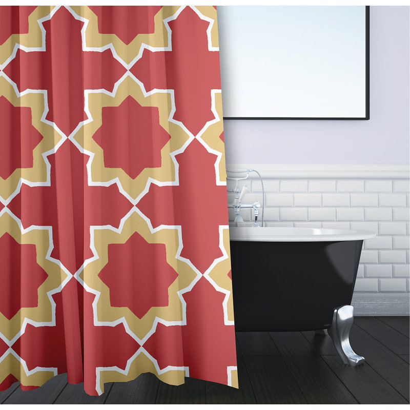 Rideau de douche simple à motif géométrique Bohemian 2, Corail