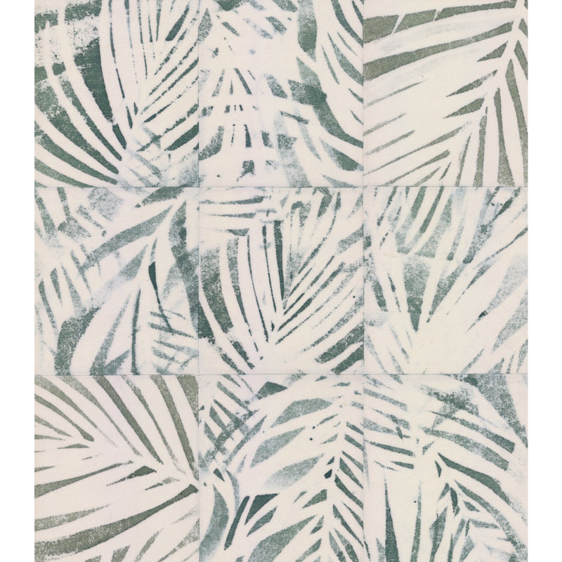 Papier peint adhésif palmier Mr. Kate Cubism, vert et gris