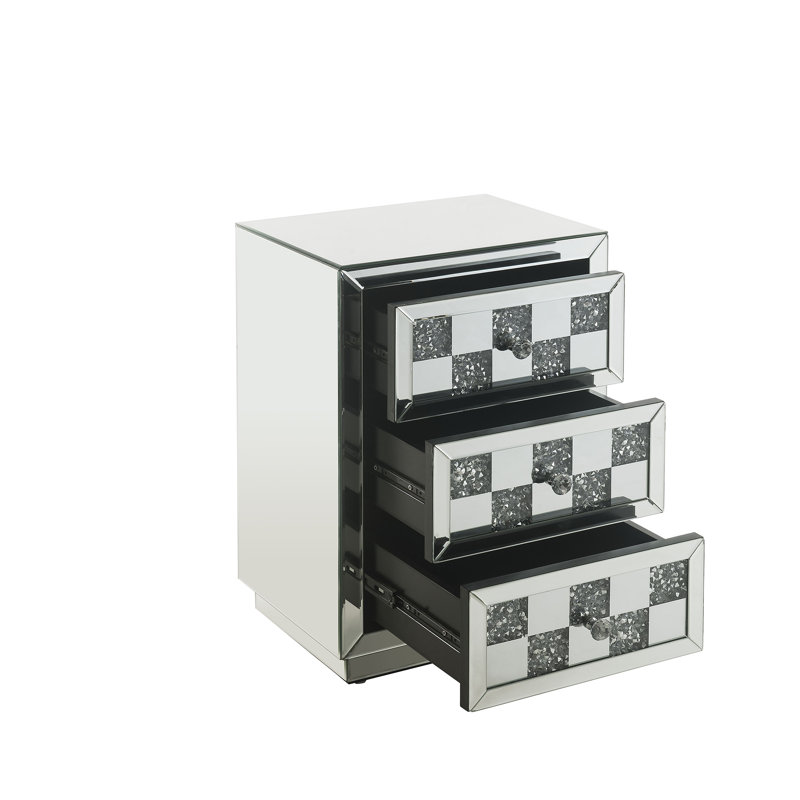 Table d'appoint en miroir et faux diamants