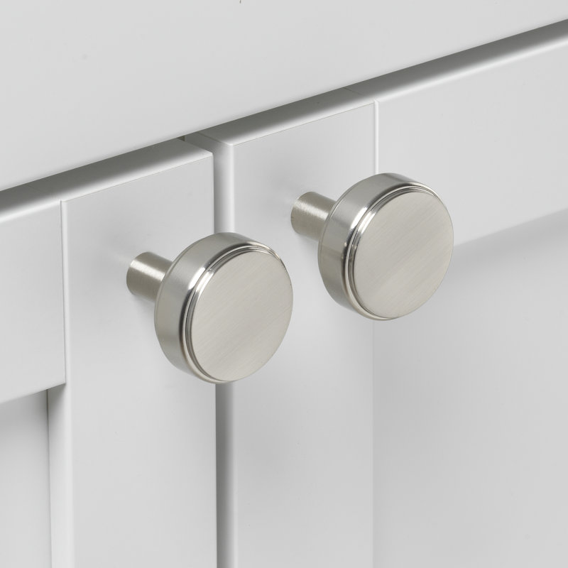 Poignée d'armoire ronde lisse de 1-1 / 2 po de diamètre, Nickel satiné