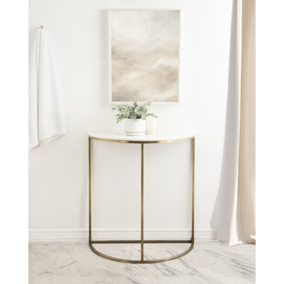 Marble and Metal Half-Circle Console Table