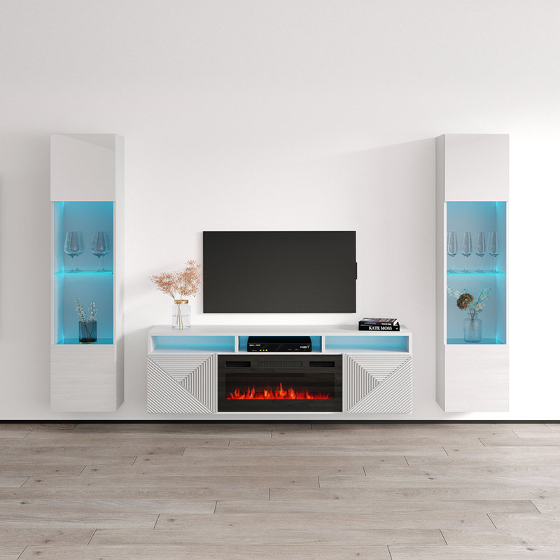 Meuble audio-vidéo flottant blanc Gizeh, Blanc