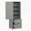 Grande armoire de rangement pour salle de bain, armoire de rangement autoportante avec deux tiroirs et tablette réglable, panneau de fibres à densité moyenne avec finition peinte-588752989