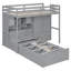 Lit superposé simple avec tiroirs, garde-robe, tablettes de rangement et lit hydraulique, gris-1816887507
