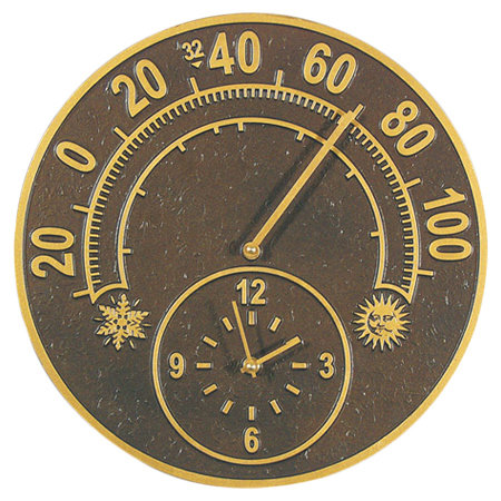 Solstice Thermometer Clock, Gold