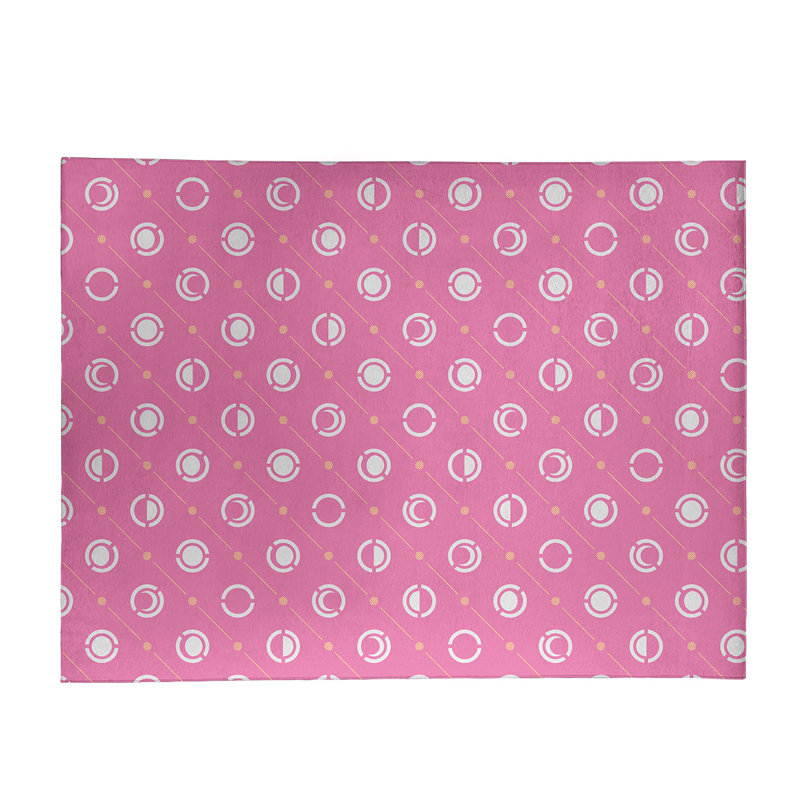 Tapis couleur rose/blanc lune phases, Rectangle 5 pi x 7 pi