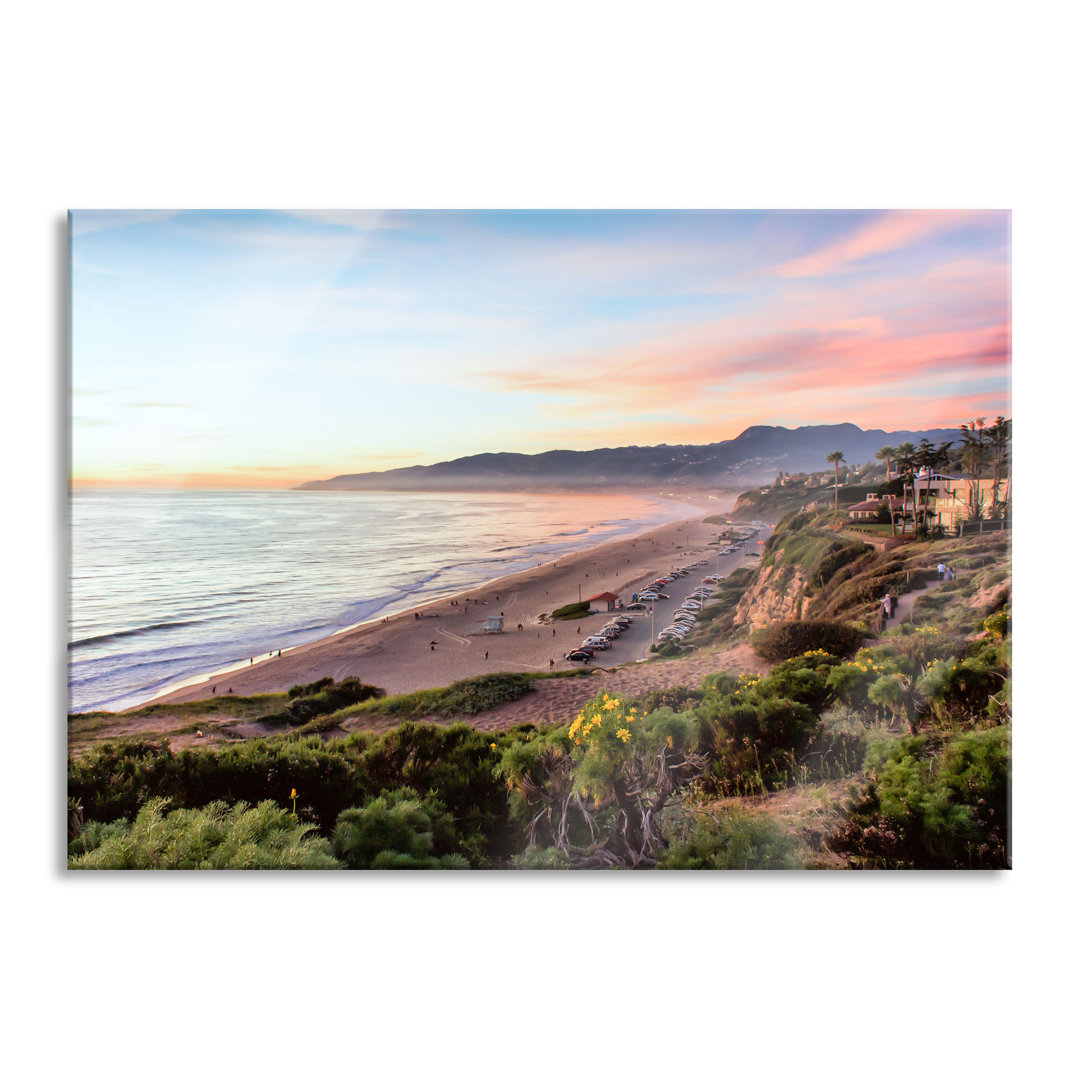 Glasbild | Wandbild Auf Echtglas | Küste Und Strand Mit Häusern |Inkl. Aufhängung Und Abstandshalter LF6457