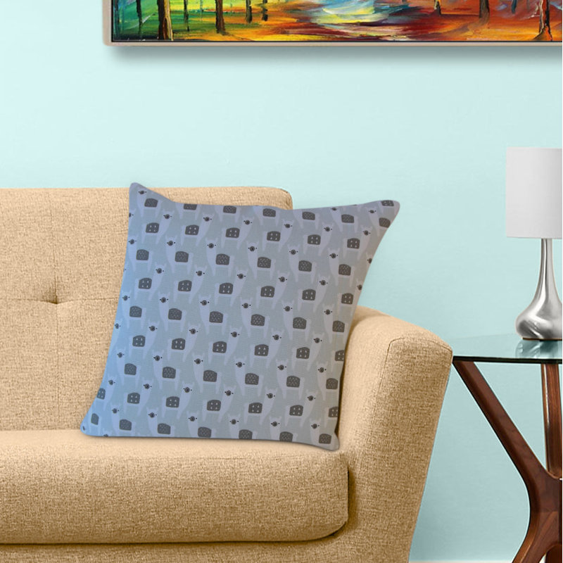 Coussin en coton Napua, 26 po x 26 po, Vert clair / Gris, Coussin décoratif